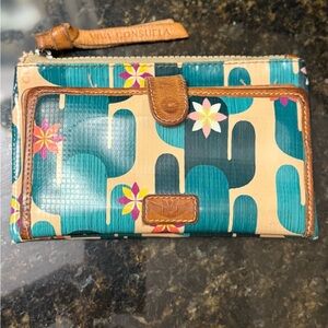 Consuela Teal and Cream Floral Cactus Wallet